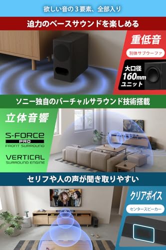【Amazon.co.jp 限定】ソニー(SONY) サウンドバー HT-BD50 3.1ch/Dolby Atmos/DTS:X/センタースピーカー搭載の特徴・詳細 画像