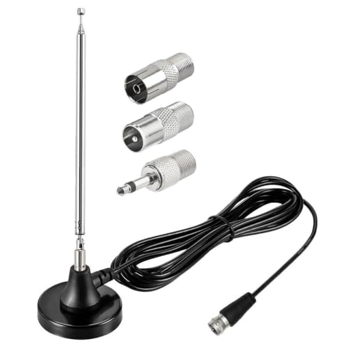 FMアンテナ 室内 デジタル 伸縮式 3mケーブル 磁気ベース F型 PAL 3.5mm 変換アダプター付き 75Ω 高感度 FMラジオアンテナ デジタル放送対応 テレビ・ラジオ受信改善 ステレオ HiFi対応 1