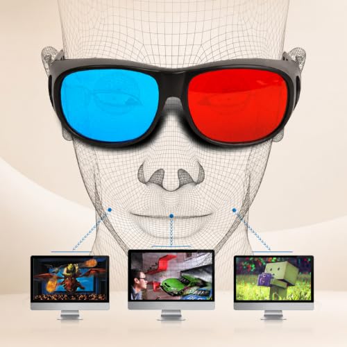 3D立体メガネ テレビ用 3Dメガネ 赤青レンズ ブラックフレーム 約15g プラスチック PET 赤青3D映画・3D写真鑑賞用の特徴・詳細 画像