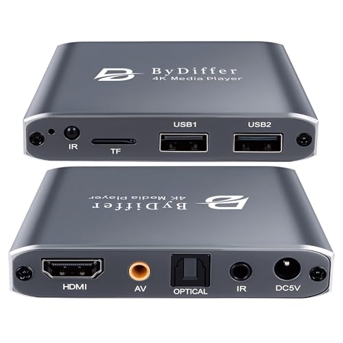 ByDiffer 4Kメディアプレーヤー, Micro SD カード/USBメモリをテレビで再生, HDMI/RCA/Optical出力の外観・全体像 画像