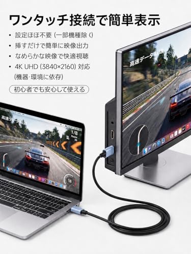 HDMI Type-C to HDMI ケーブル 3m【4K 対応 HDR対応/DP Altモード対応機種のみ使用可能】USB CタイプC HDMI変換ケーブル スマホとテレビをつなぐケーブル iPhone 17 Pro Max 17 Pro 17/16/15/MacBook/iPad/スマホType c 3.1接口/ノートPC対応 ゲーム/会議/プレゼン用 高耐久 プラグアンドプレイの特徴・詳細 画像