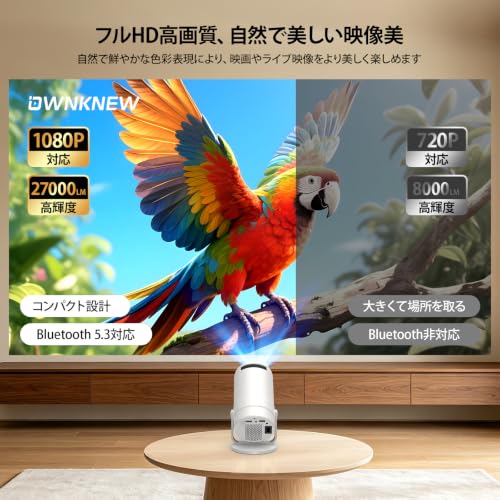 プロジェクター 家庭用 超小型 天井投影 【2026最新型・4K対応・Android TV搭載・33000LM ・270°回転・真の1080P】OWNKNEW ホームシアター 高輝度 自動台形補正 超軽量 Wi-Fi6 大画面 軽量 Bluetooth5.4 HiFiスピーカー ズーム機能 短距離 静音 IOS/Android/パソコン/DVD/PS機/SWITCH接続可 日本語説明書の特徴・詳細 画像
