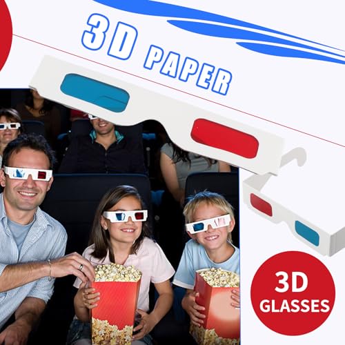 Juinrinet 3Dメガネ映画用セット10ペア赤青アナグリフ紙製軽量耐久で持ち運び楽に家庭用イベントに最適折りたたみ収納可能家庭用対応の特徴・詳細 画像