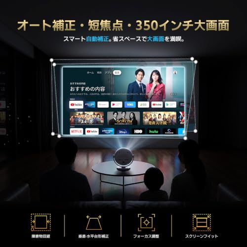 プロジェクター 家庭用 小型 【業界独創・球体デザイン 1080P 8K対応＆360°投影＆1500Ansi 】 Android TV 14.0搭載の特徴・詳細 画像