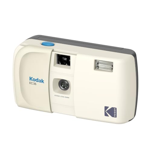 コダック EC35 35mmフィルムカメラ、35mm判、再利用可能、フォーカスフリー、内蔵フラッシュ、スライドカバー付き、初心者向け（フィルムと単三電池は付属しません）（シングル、バニラホワイト）の詳細・まとめ 画像