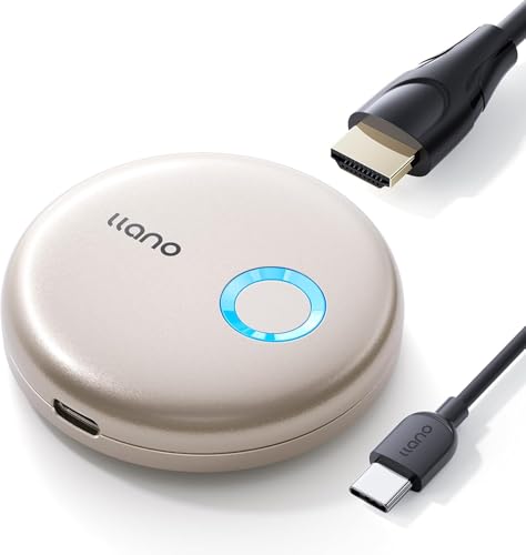 「「VGP2026受賞!真プラグ&プレイ」llano T1 ワイヤレス HDMI 無線受信機 1080P@30Hz 日本技適認証取得 5.8G超低遅延 最大30m無線伝送 省電力&ミラーリングの2モード搭載 Type-C充電対応 iPhone/iPad/テレビ/Androidスマホ/Mac/Windowsなど対応の外観・全体像 画像