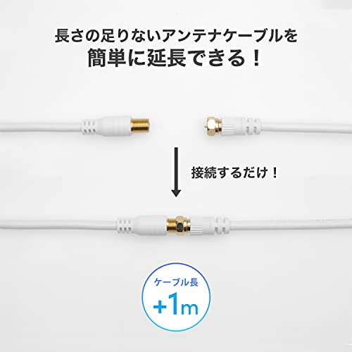 ホーリック アンテナ延長ケーブル 2m 【4K8K放送(3224MHz)/BS/CS/地デジ/CATV 対応】 ホワイト F型接栓メス/L字差込式コネクタ ACF20-145WWの特徴・詳細 画像