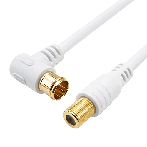 ホーリック アンテナ延長ケーブル 2m 【4K8K放送(3224MHz)/BS/CS/地デジ/CATV 対応】 ホワイト F型接栓メス/L字差込式コネクタ ACF20-145WWの外観・全体像 画像