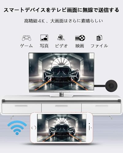 HDMI ミラーキャスト【アップグレード 4K版】スマホ エニーキャスト ワイヤレス ミラーリングの特徴・詳細 画像