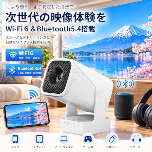 プロジェクター 家庭用 小型 【Android TV15&0.9:1短焦点&外部HiFiスピーカー】公式Netflix APP視聴可能 自動台形補正 270°回転 天井投影 WiFi6 Bluetooth5.4 50%ズーム 自動スリープ 200”大画面 軽量 HDMI/USB/AUX スマホ/パソコン/PSゲーム機/DVDプレーヤー接続可能 ホームシアター 日本語説明書 プレゼント ギフトの特徴・詳細 画像