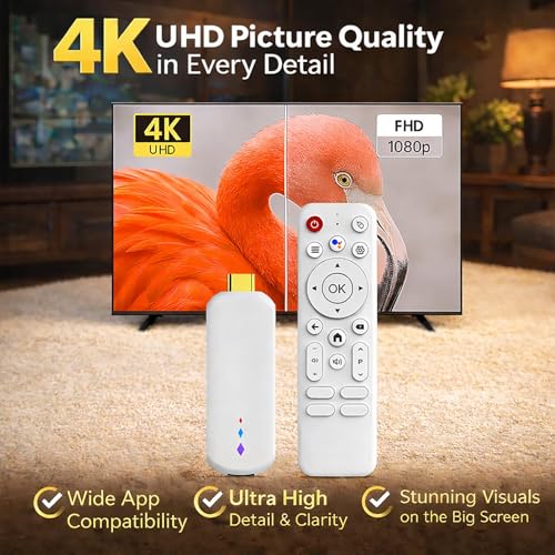 Acogedor Android14.0 TVボックス2025、音声リモコン付き4KウルトラHDストリーミングメディアプレーヤー、2.4G 5Gワイヤレス、ポータブルデザイン、ホームエンターテイメント向けのコンパクトで軽量なデザインの特徴・詳細 画像