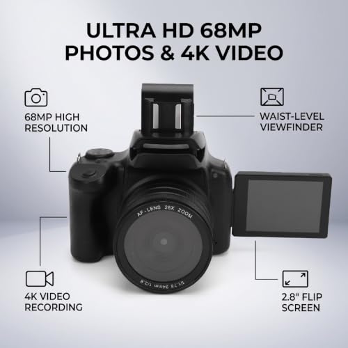 MENDUNER デジタル一眼レフカメラ 6800万画素 4K AF MF 2.8インチ フリップスクリーン 旅行用の詳細・まとめ 画像