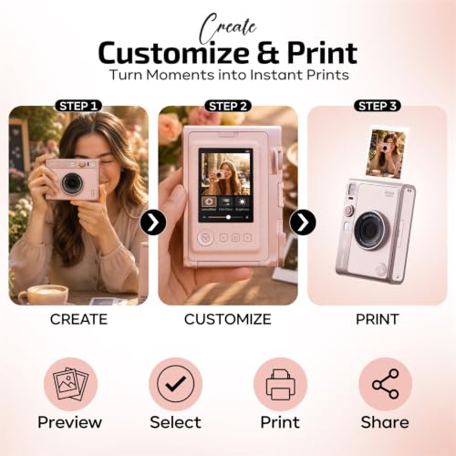 Fujifilm instax mini Evo ジェントルローズバンドル フィルム20枚、SD32GB ケースの特徴・詳細 画像