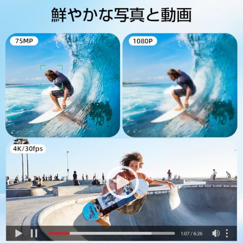 4K Vlogカメラ 7500万画素 自動追跡 1.72インチタッチスクリーン WIFI搭載 32GBカード付き シングル軸330度回転レンズ 2400mAhバッテリー内蔵 小型ポケットサイズ 旅行・アウトドア向け デジタルビデオカメラの詳細・まとめ 画像